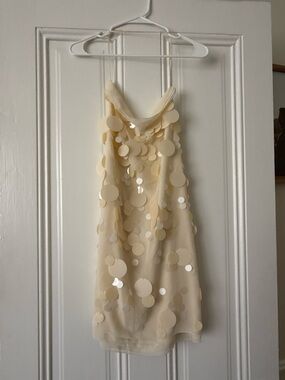 Cream Sequin Slip Dress Size M